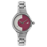 Fastrack, Women's  Watch Analog, White & Pink Dial Stainless Steel Strap, 6134SM02